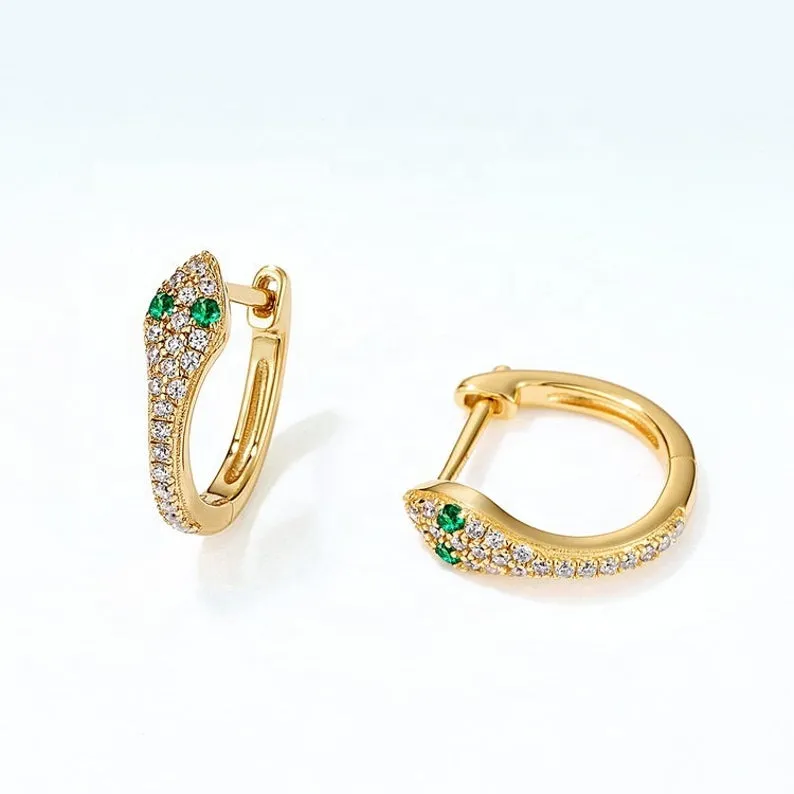 25 Sterling Silver and 18K Gold-Filled Zircon Snake Earrings