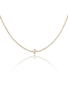 2mm Tennis Diamond Shape Stone Charm Choker (F236/I72B)