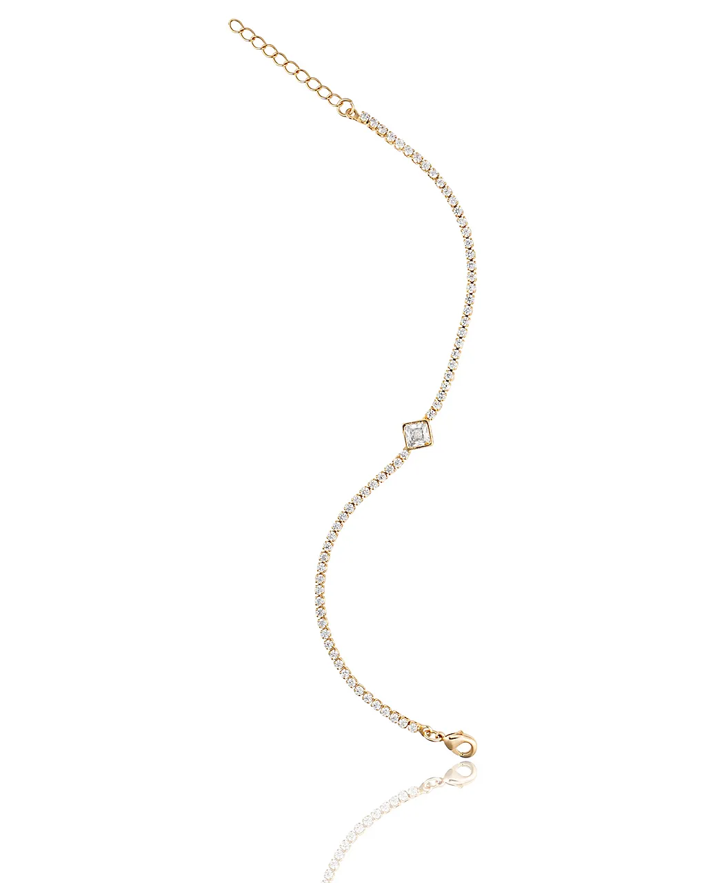 2mm Tennis Diamond Shape Stone Charm Choker (F236/I72B)