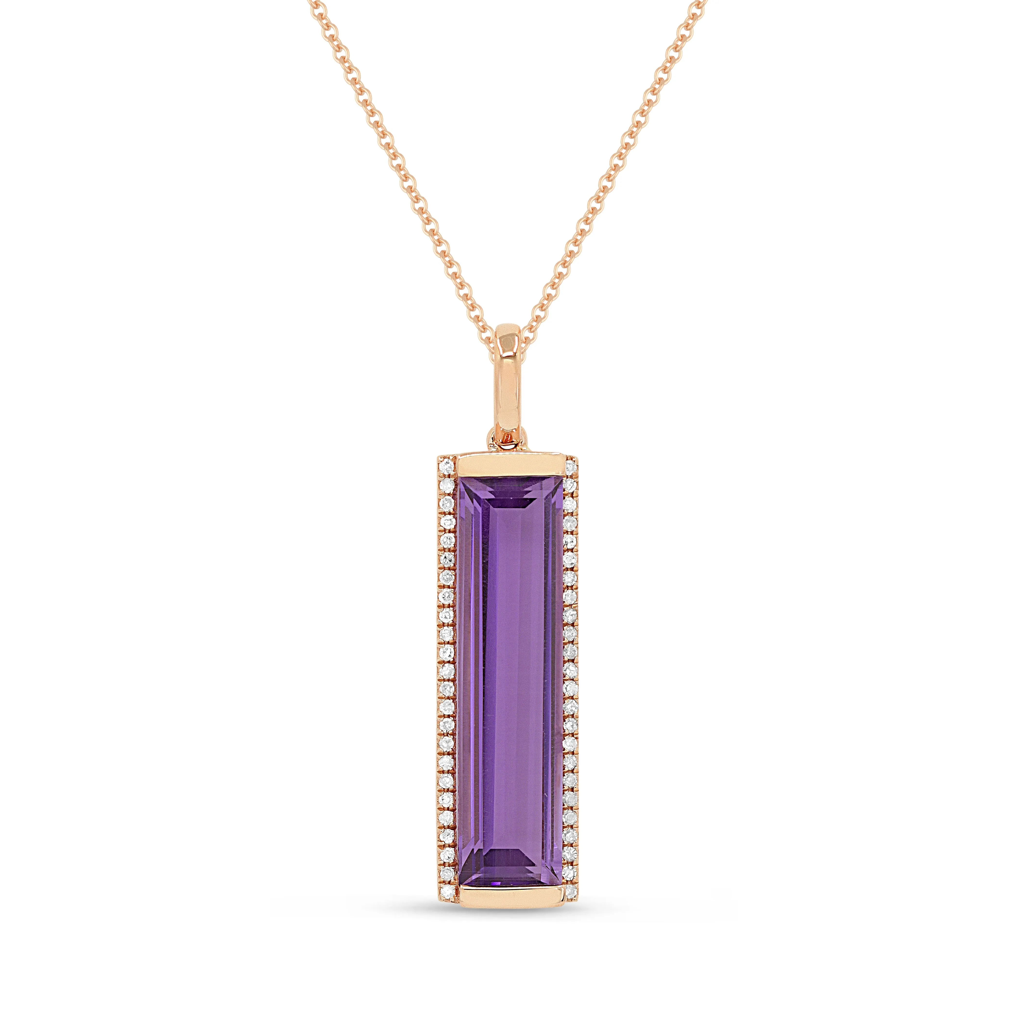 3.19ct Amethyst 16"Pendant Necklace in 14K Rose Gold