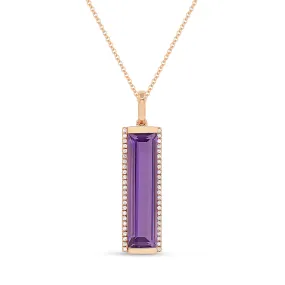 3.19ct Amethyst 16"Pendant Necklace in 14K Rose Gold