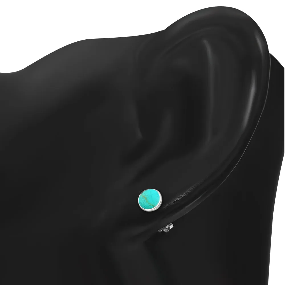 4.80mm | Turquoise Round Sterling Silver Stud Earrings