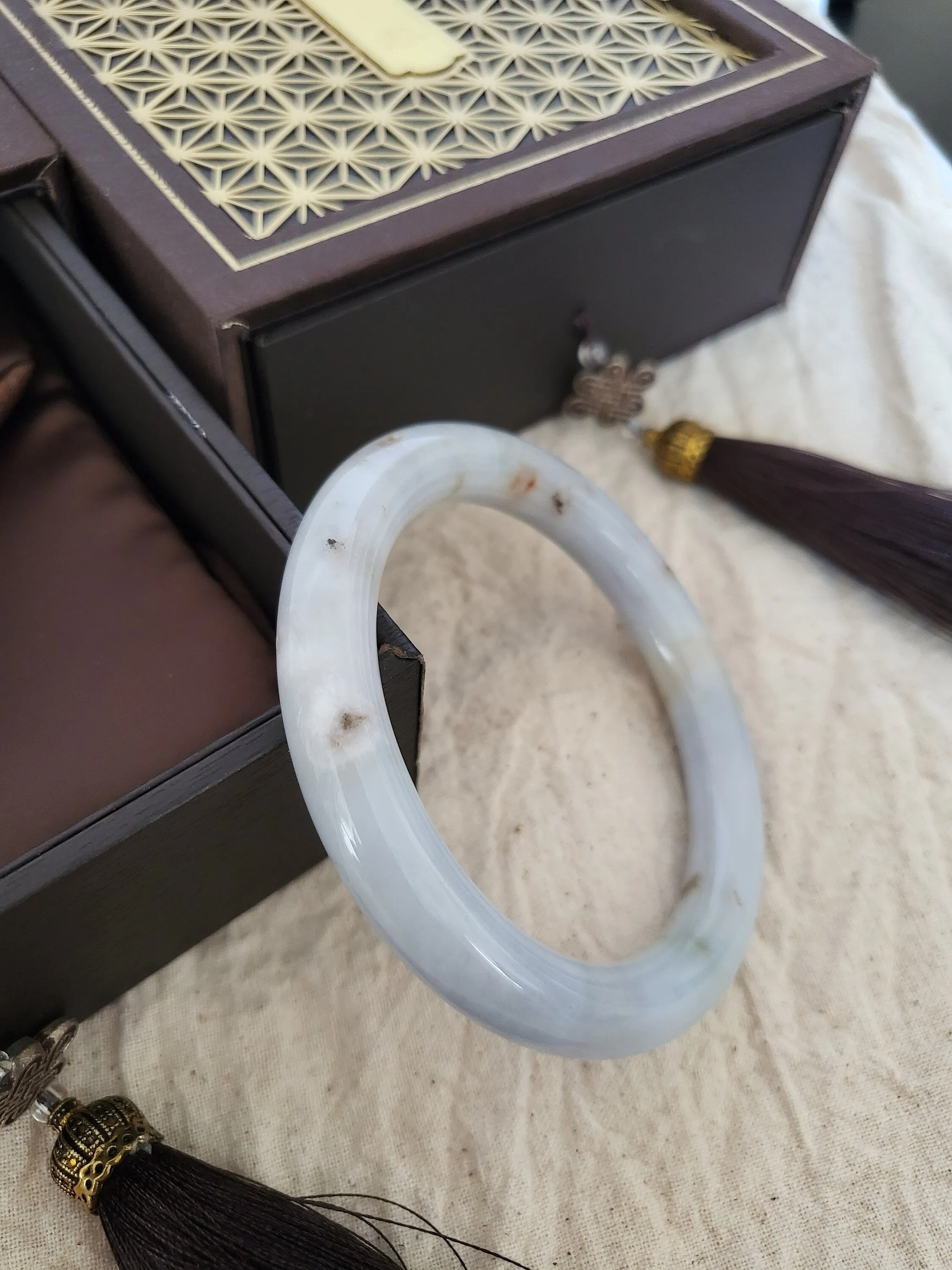 56mm Lavender Jadeite Grade A Bangle Natural Burma Jade Purple [LAVENDER DREAMS COLLECTION]