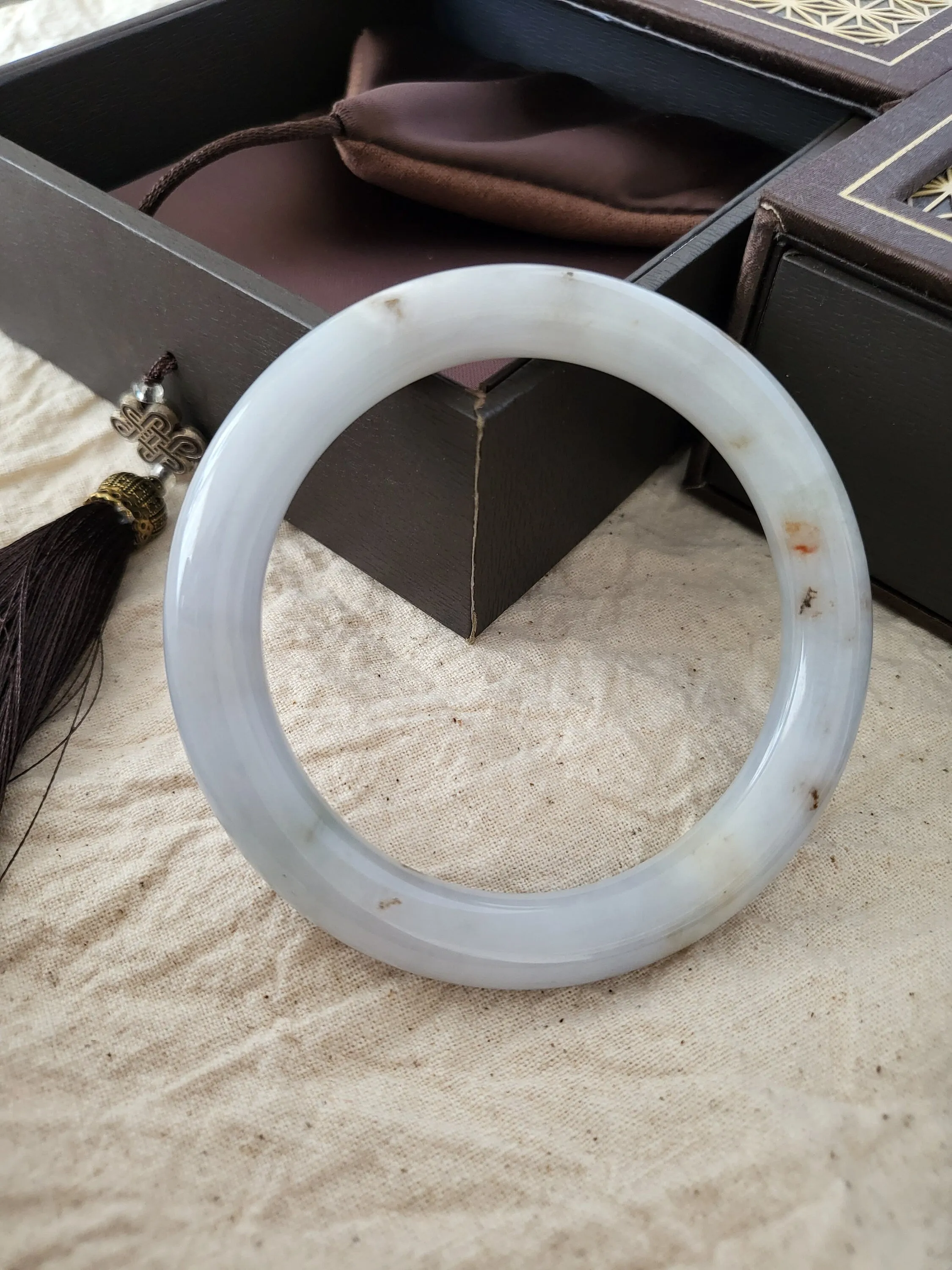 56mm Lavender Jadeite Grade A Bangle Natural Burma Jade Purple [LAVENDER DREAMS COLLECTION]