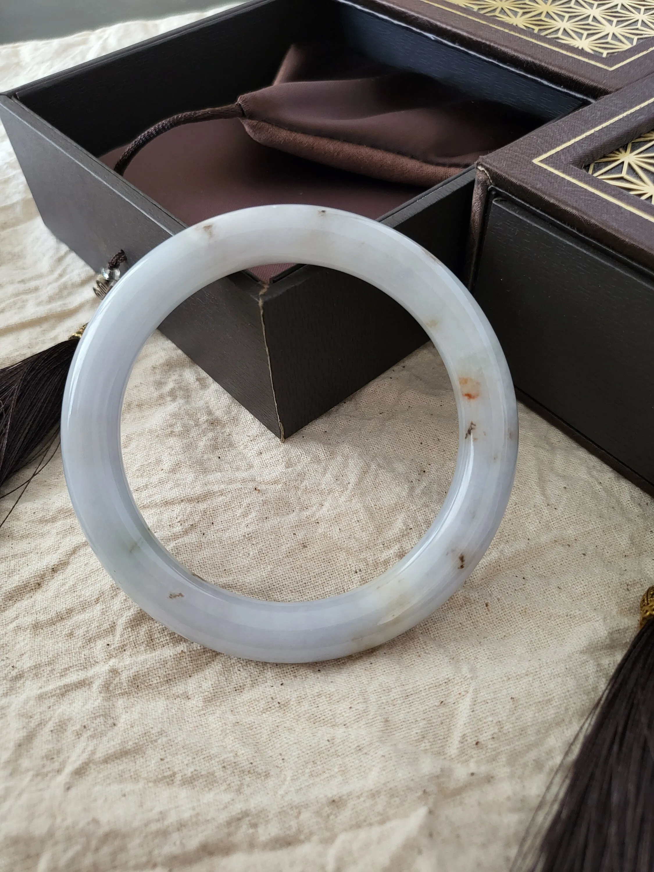 56mm Lavender Jadeite Grade A Bangle Natural Burma Jade Purple [LAVENDER DREAMS COLLECTION]