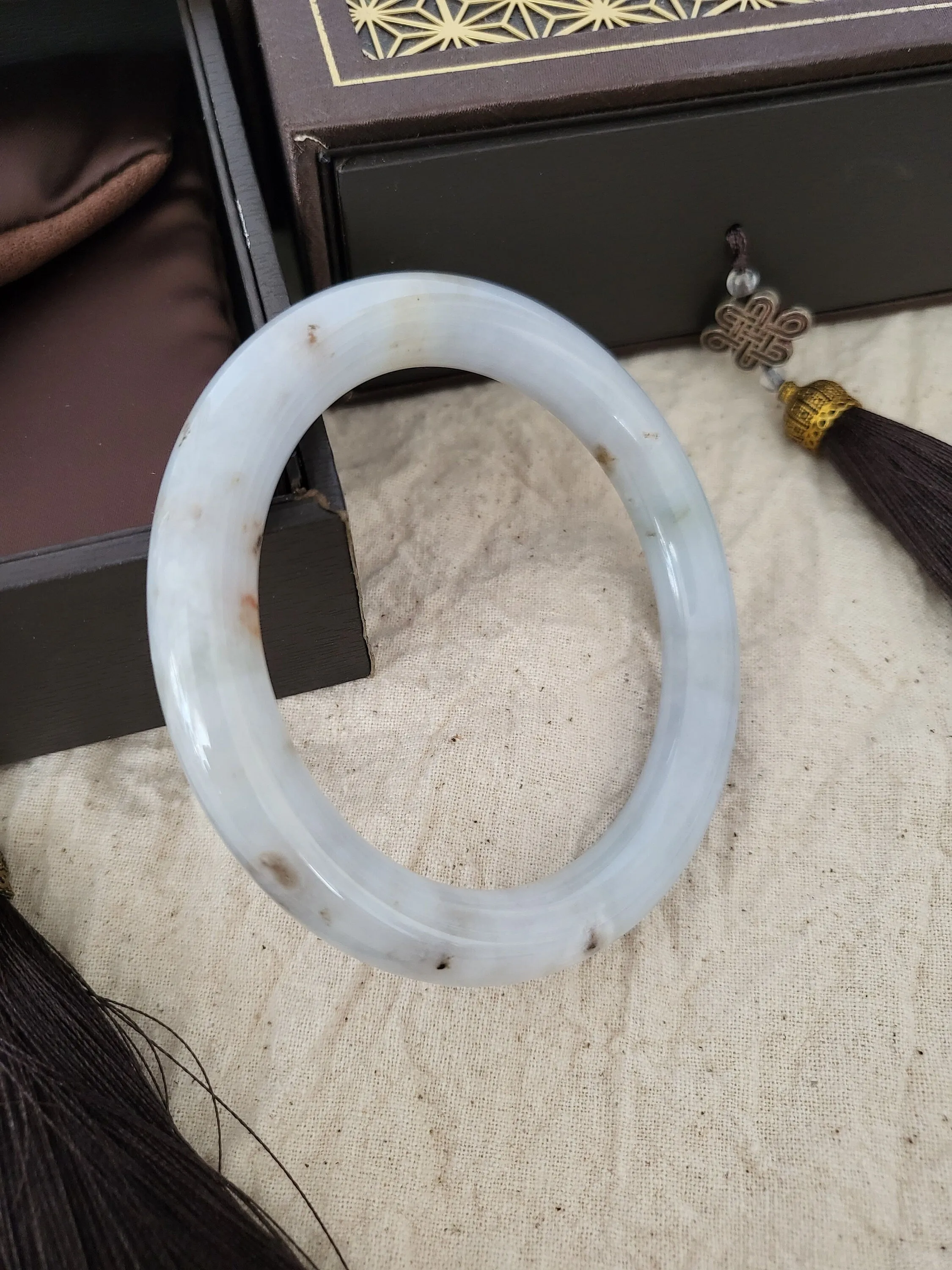56mm Lavender Jadeite Grade A Bangle Natural Burma Jade Purple [LAVENDER DREAMS COLLECTION]