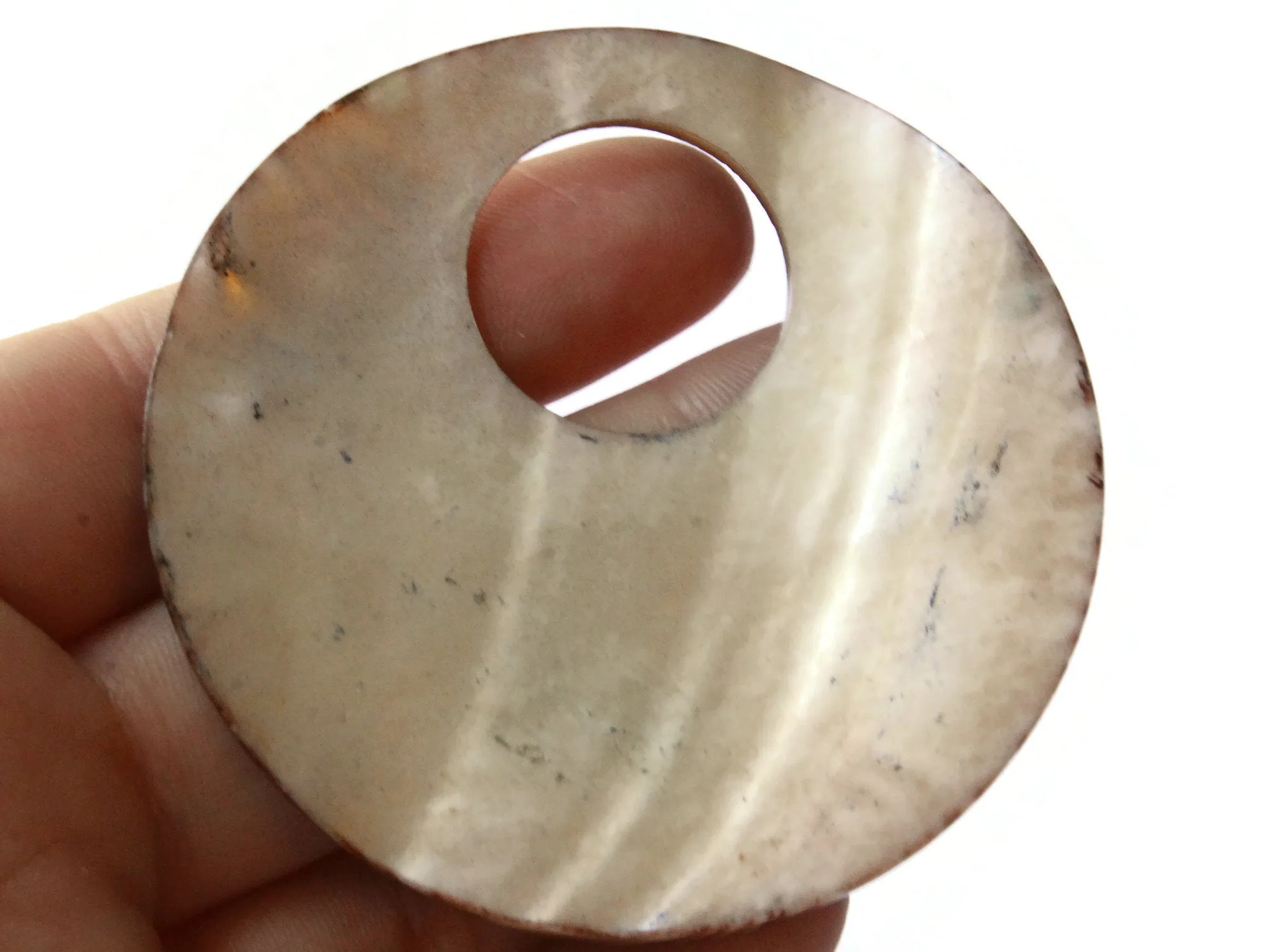 60mm Brown Swirl Printed Shell Round Go-Go Pendant