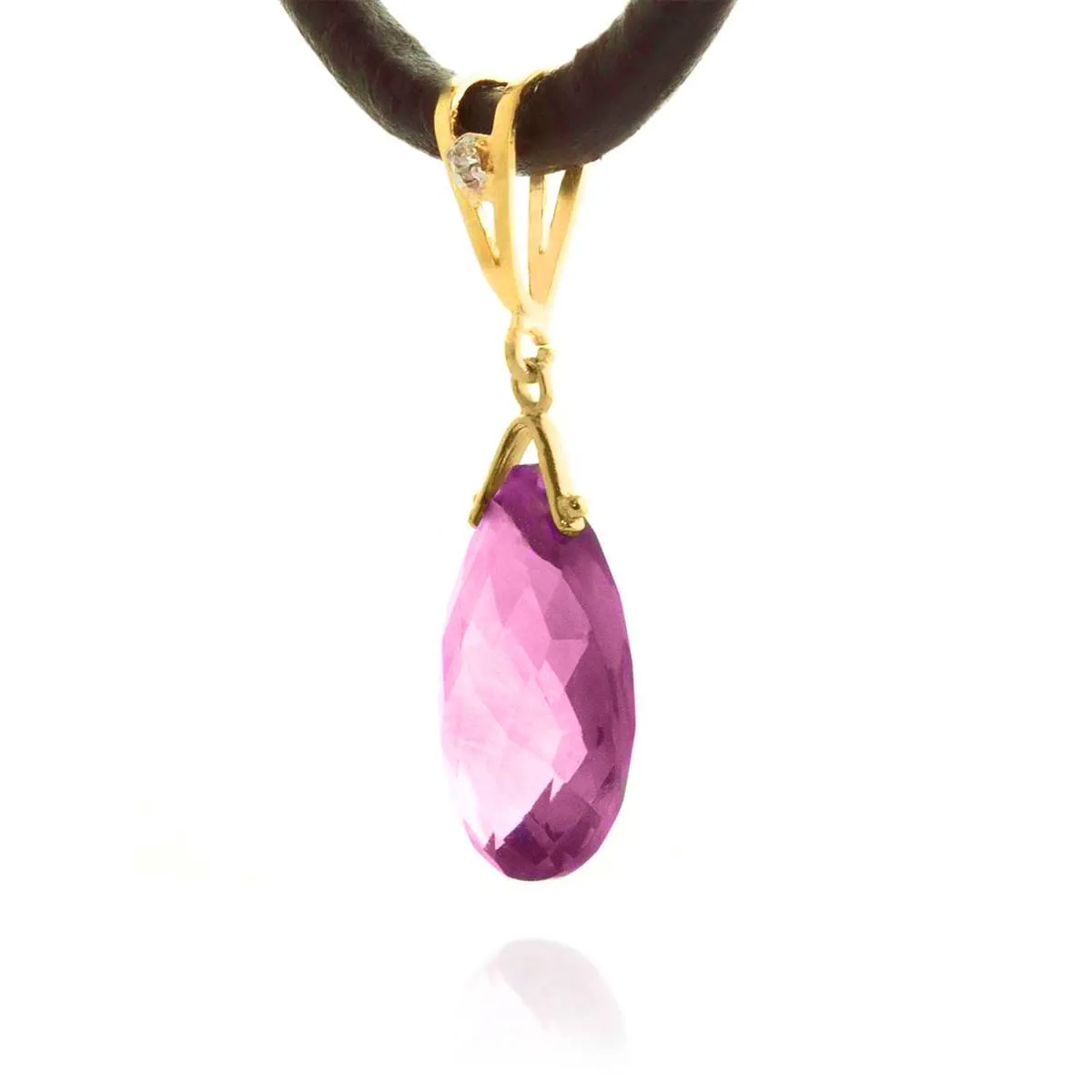 6.51 Carat 14K Solid Yellow Gold Attraction Amethyst Diamond Necklace