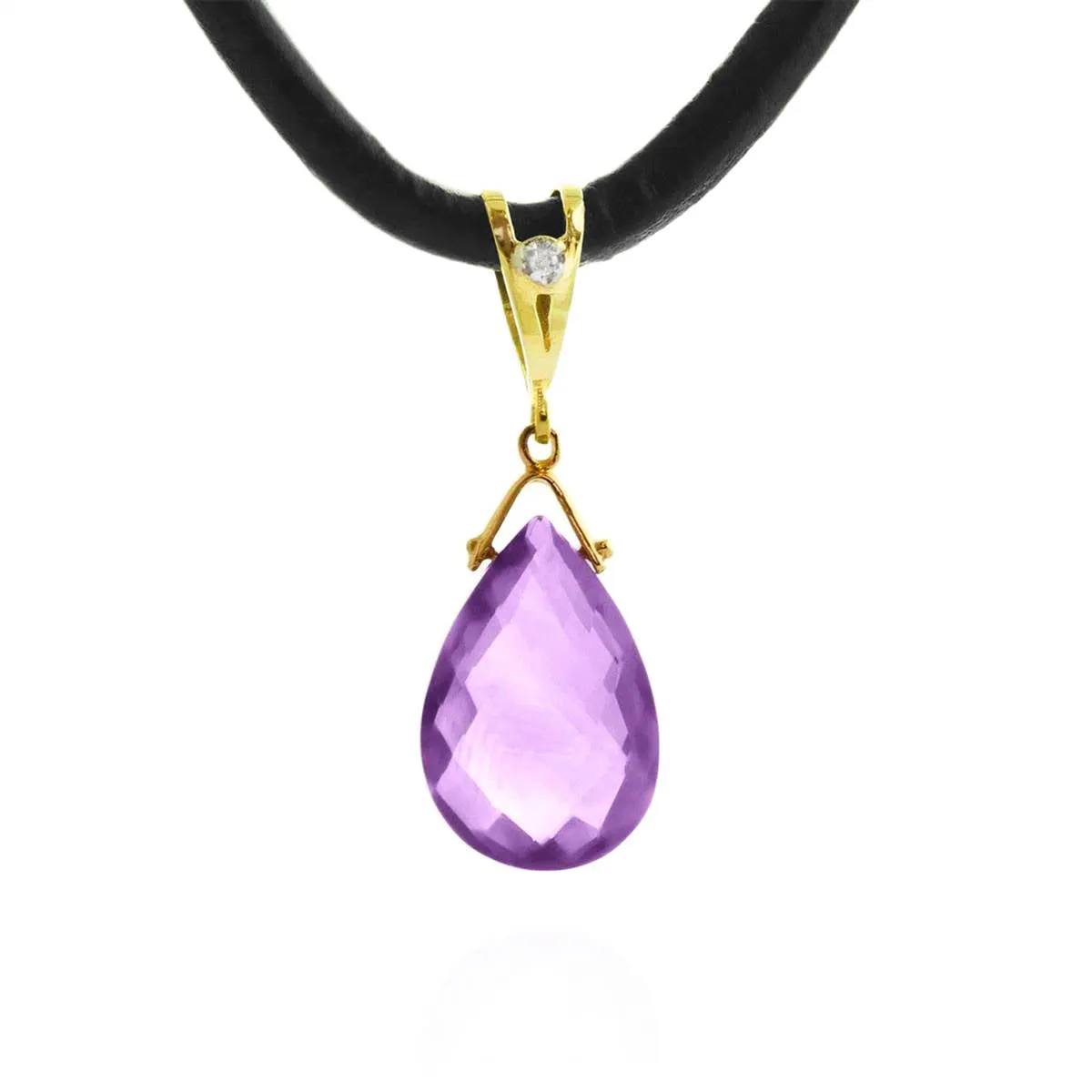 6.51 Carat 14K Solid Yellow Gold Attraction Amethyst Diamond Necklace