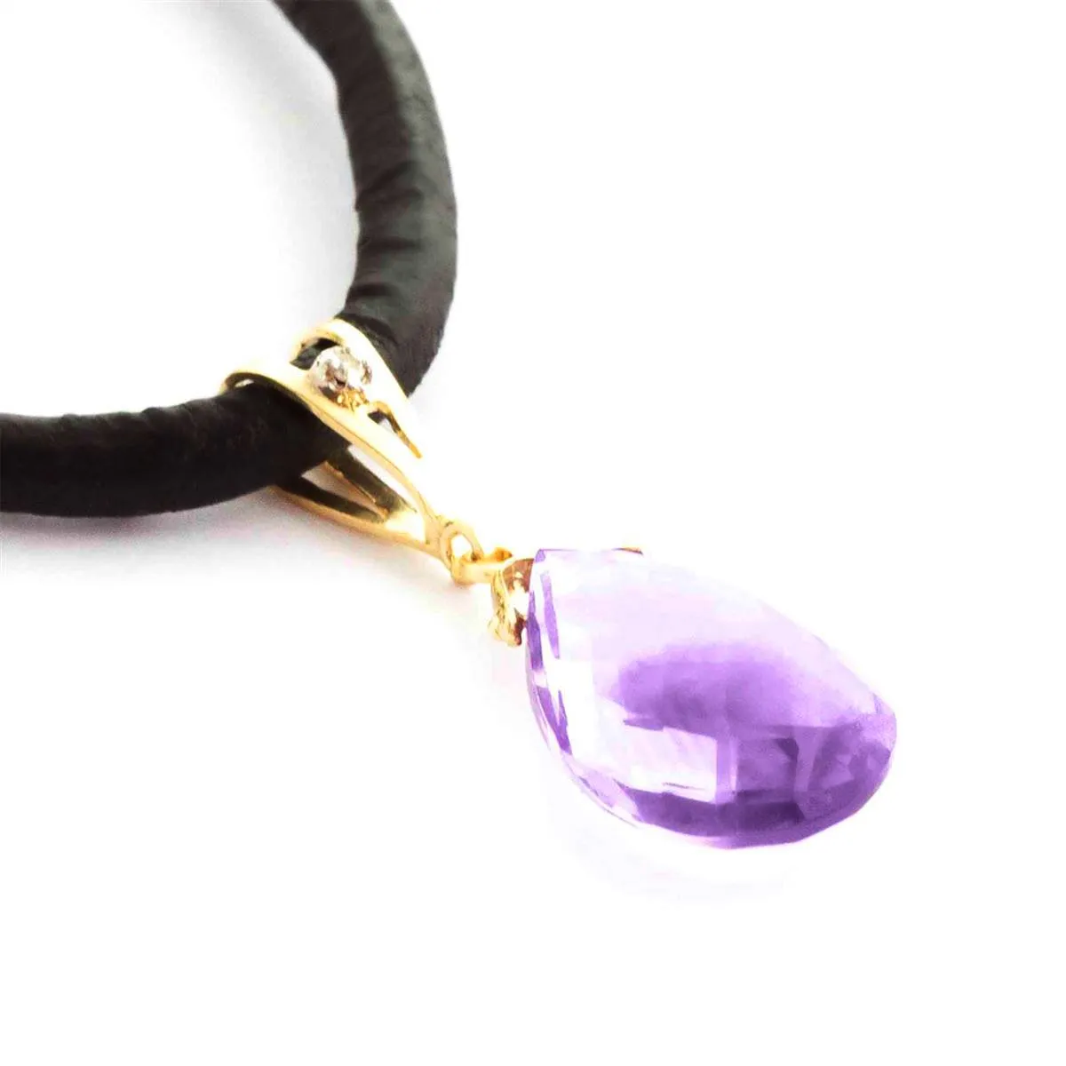 6.51 Carat 14K Solid Yellow Gold Attraction Amethyst Diamond Necklace