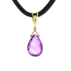 6.51 Carat 14K Solid Yellow Gold Attraction Amethyst Diamond Necklace