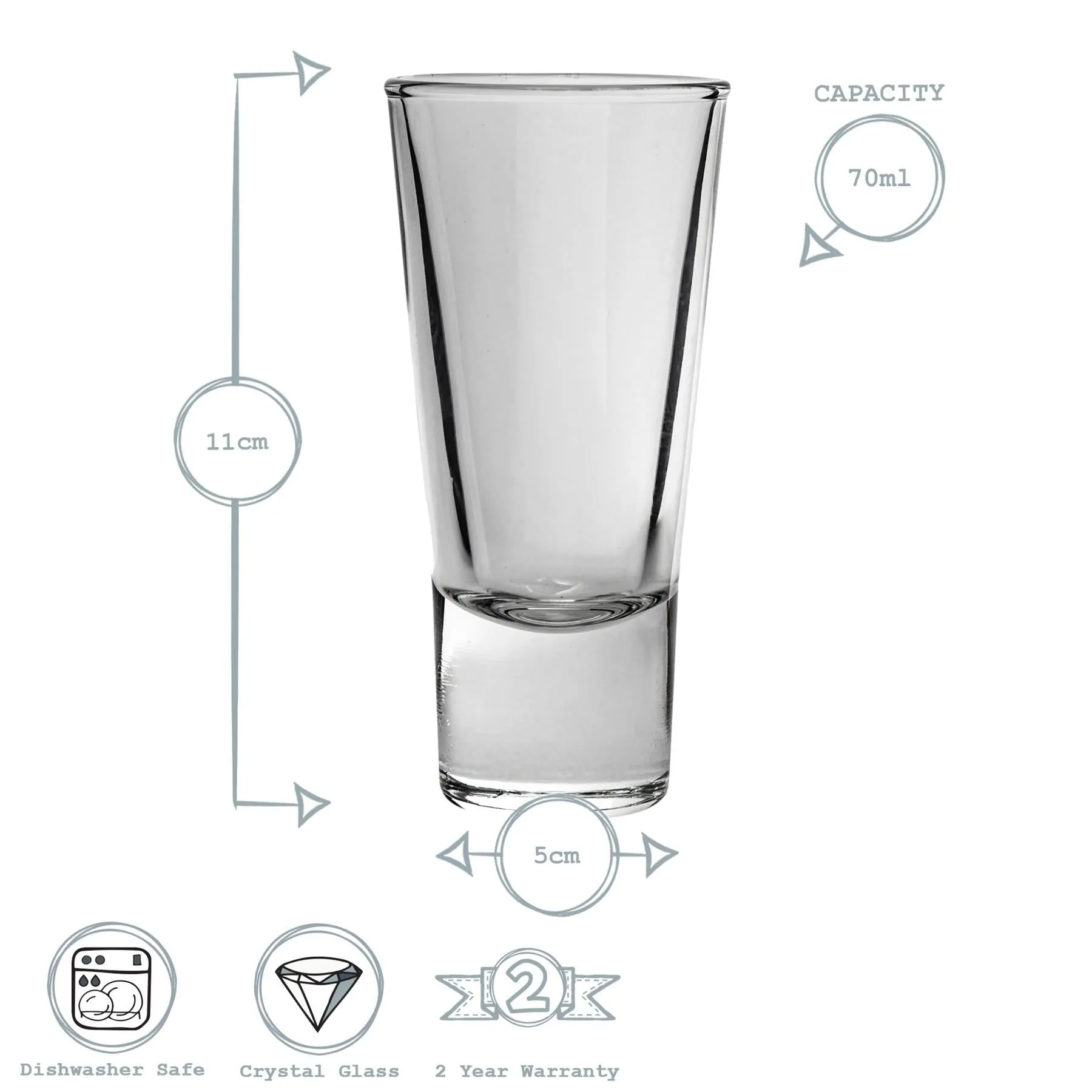 70ml Ypsilon Shot Glasses - Pack of Six - By Bormioli Rocco
