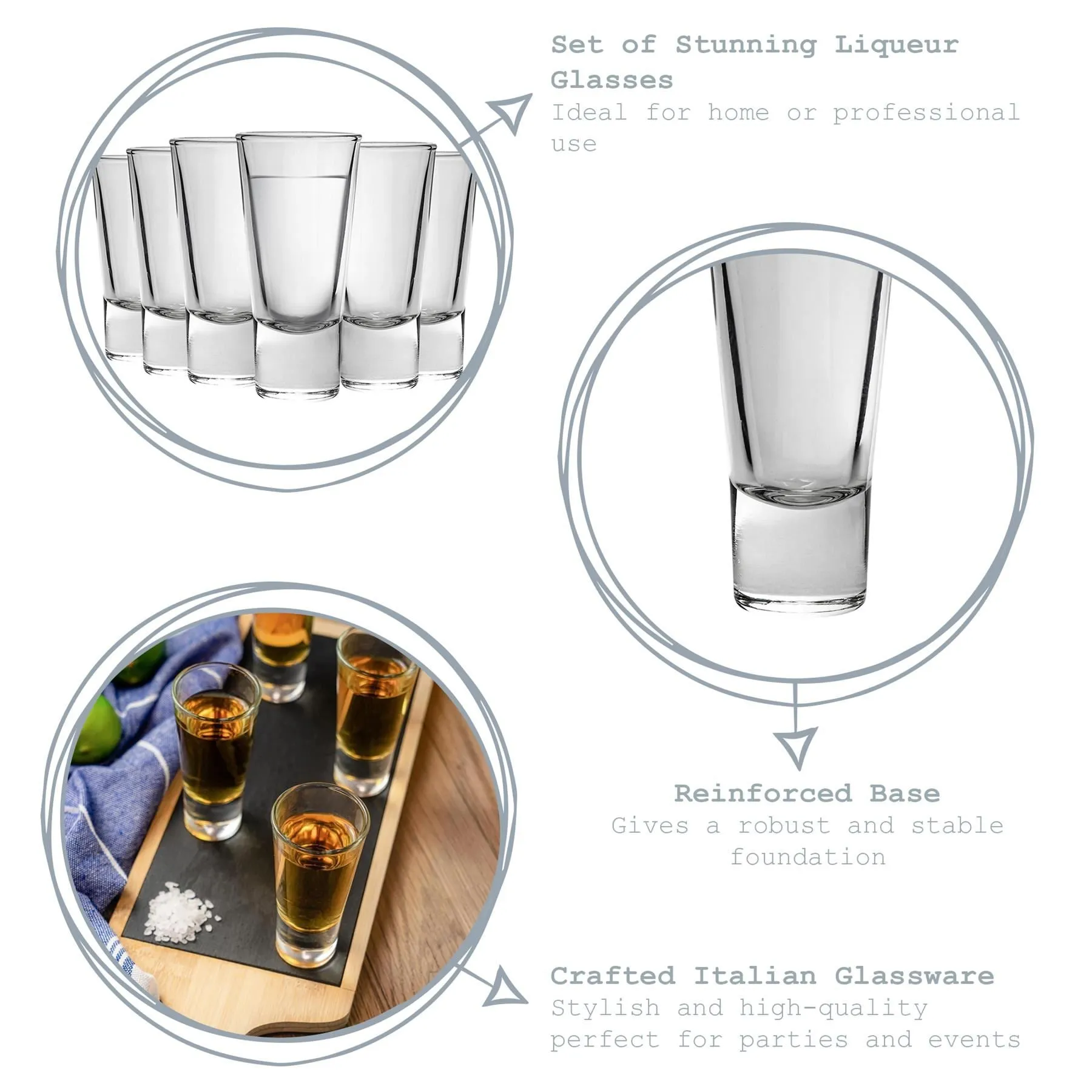 70ml Ypsilon Shot Glasses - Pack of Six - By Bormioli Rocco
