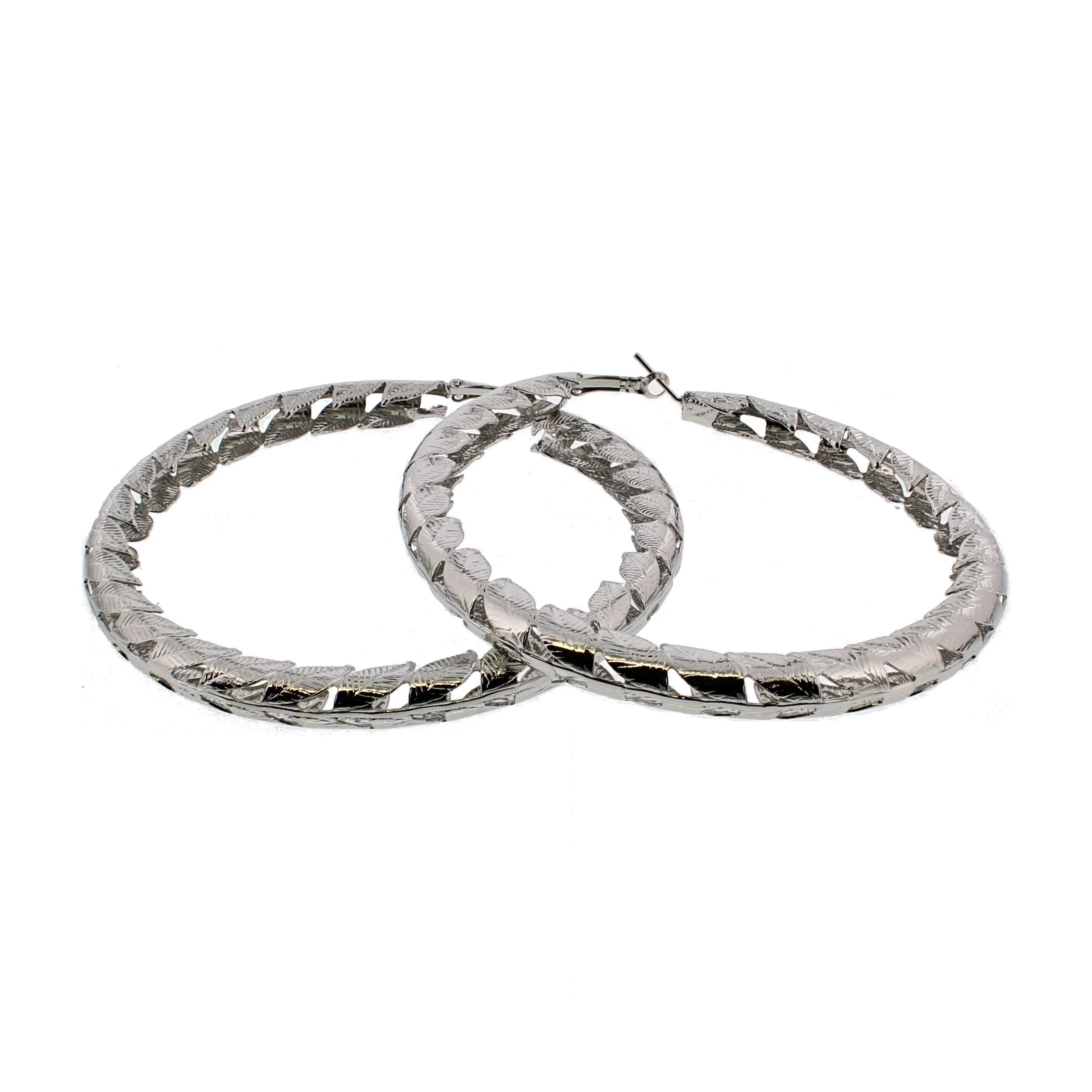 8.7cm Folded Roman Leaf Hoop Earrings