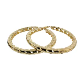 8.7cm Folded Roman Leaf Hoop Earrings