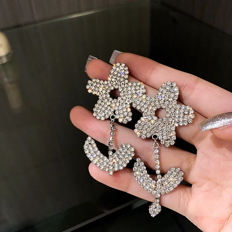 925 Silver Asymmetric Flower Earrings