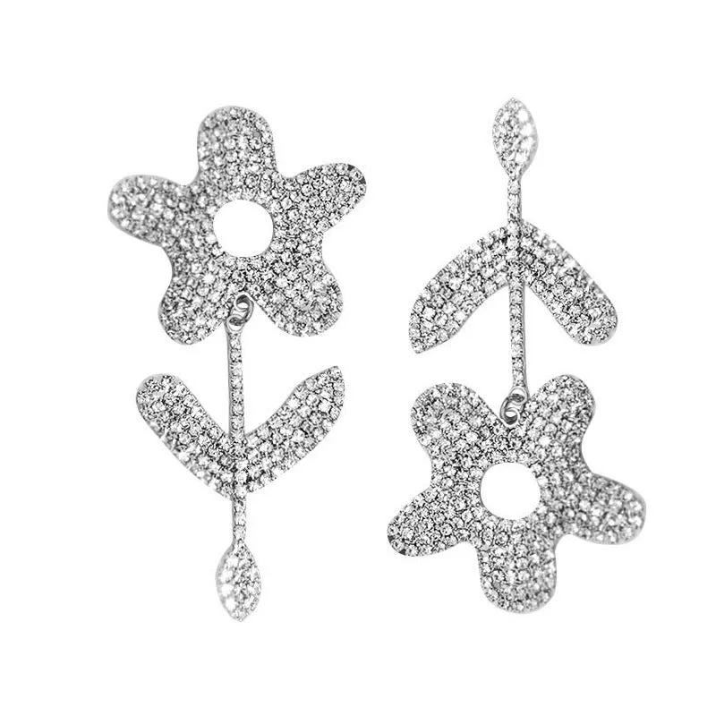 925 Silver Asymmetric Flower Earrings