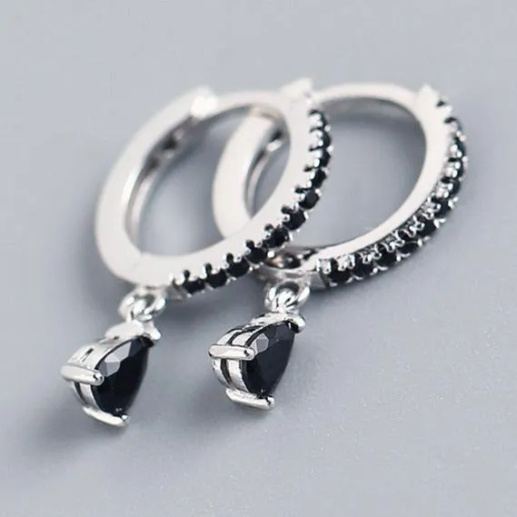 925 Sterling Silver and 18K Gold-Filled Teardrop Huggie Hoop Earrings