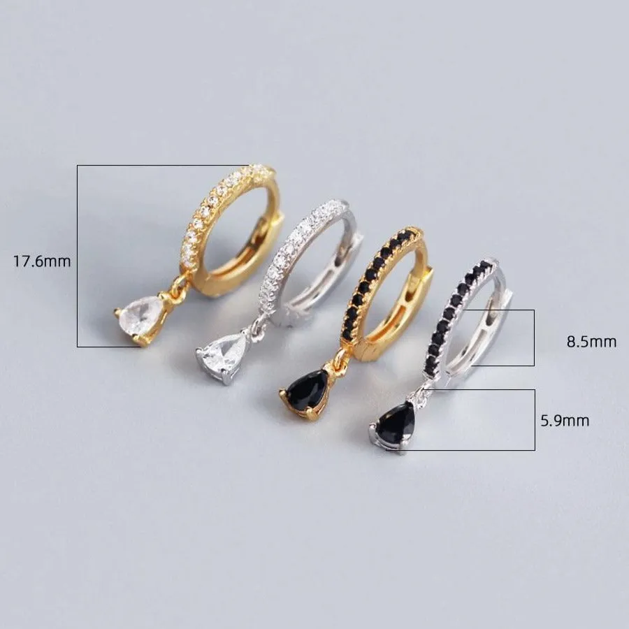 925 Sterling Silver and 18K Gold-Filled Teardrop Huggie Hoop Earrings