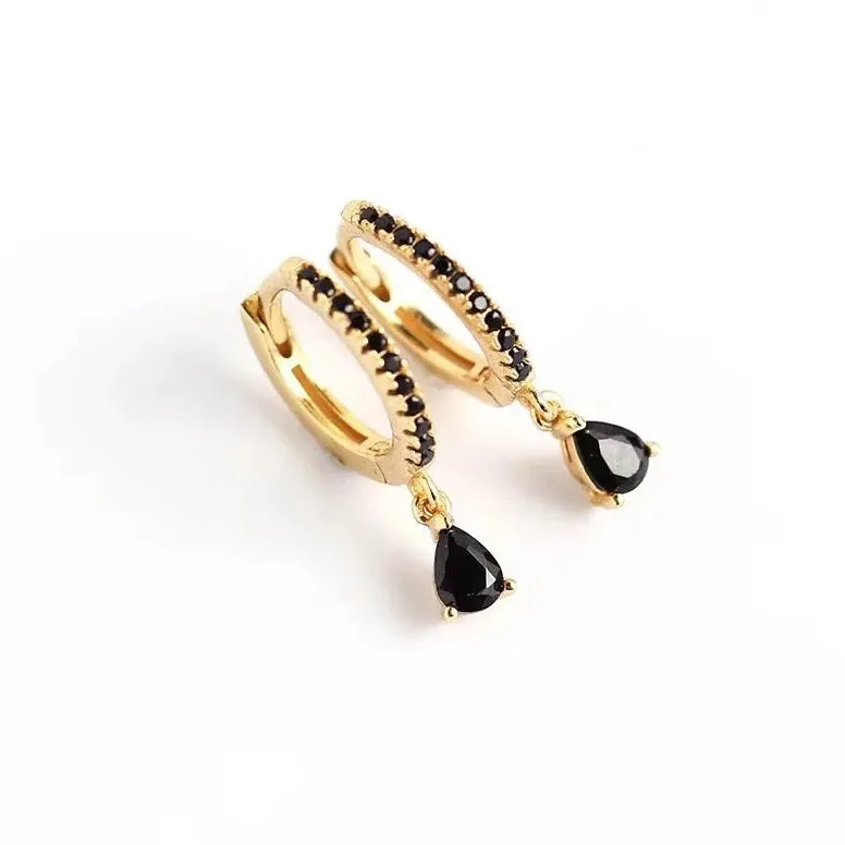 925 Sterling Silver and 18K Gold-Filled Teardrop Huggie Hoop Earrings
