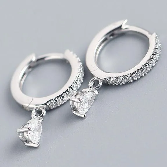 925 Sterling Silver and 18K Gold-Filled Teardrop Huggie Hoop Earrings