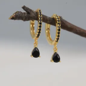 925 Sterling Silver and 18K Gold-Filled Teardrop Huggie Hoop Earrings