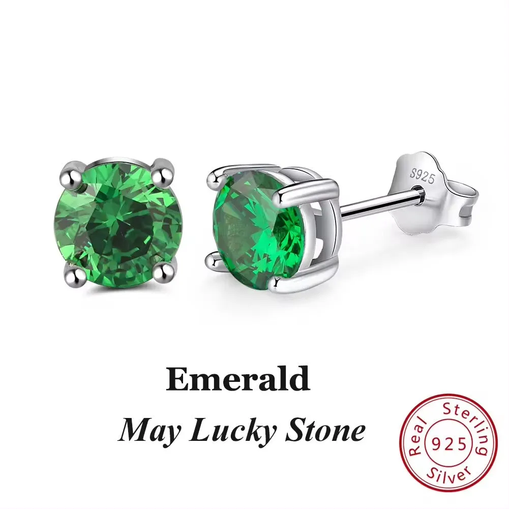925 Sterling Silver September Birthstone Stud Earrings