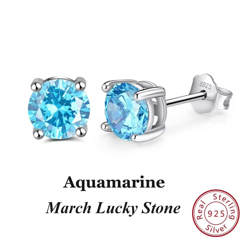 925 Sterling Silver September Birthstone Stud Earrings