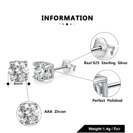 925 Sterling Silver September Birthstone Stud Earrings
