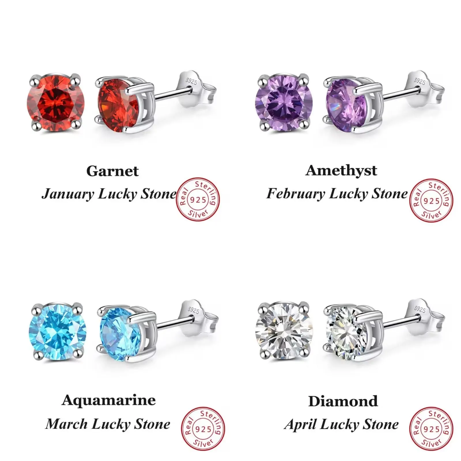 925 Sterling Silver September Birthstone Stud Earrings