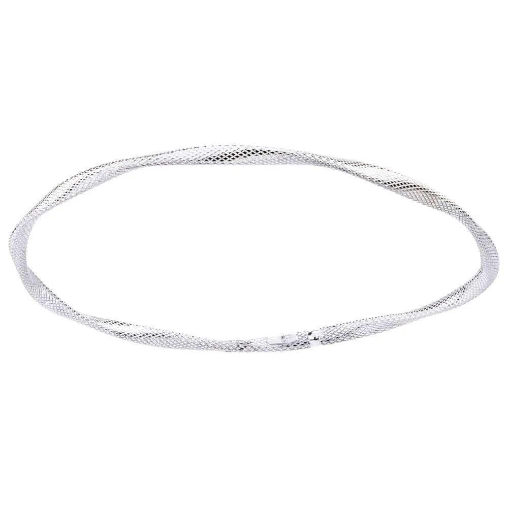 9ct White Gold Twist Bangle
