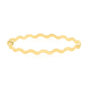 9ct Yellow Gold 60mm Wave Bangle