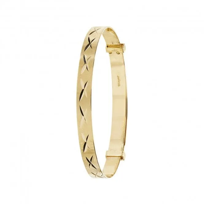 9ct Yellow Gold Diamond Cut Baby Bangle BN132