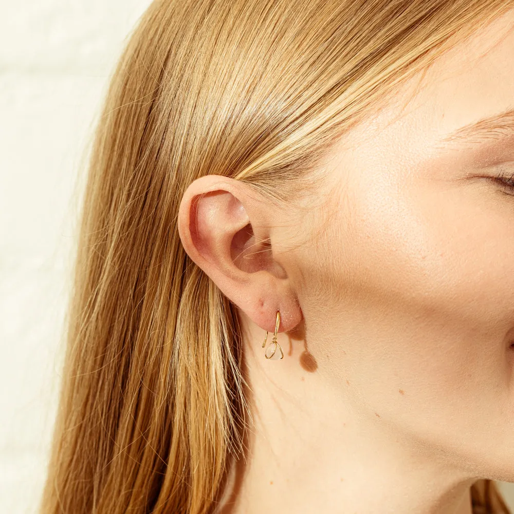 9ct Yellow Gold Rose Quartz - Of Feelings Mindfulness Earrings