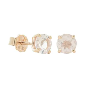 9ct Yellow Gold Rose Quartz Studs