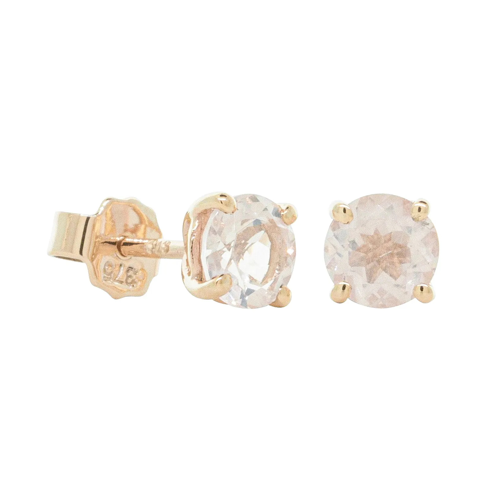 9ct Yellow Gold Rose Quartz Studs
