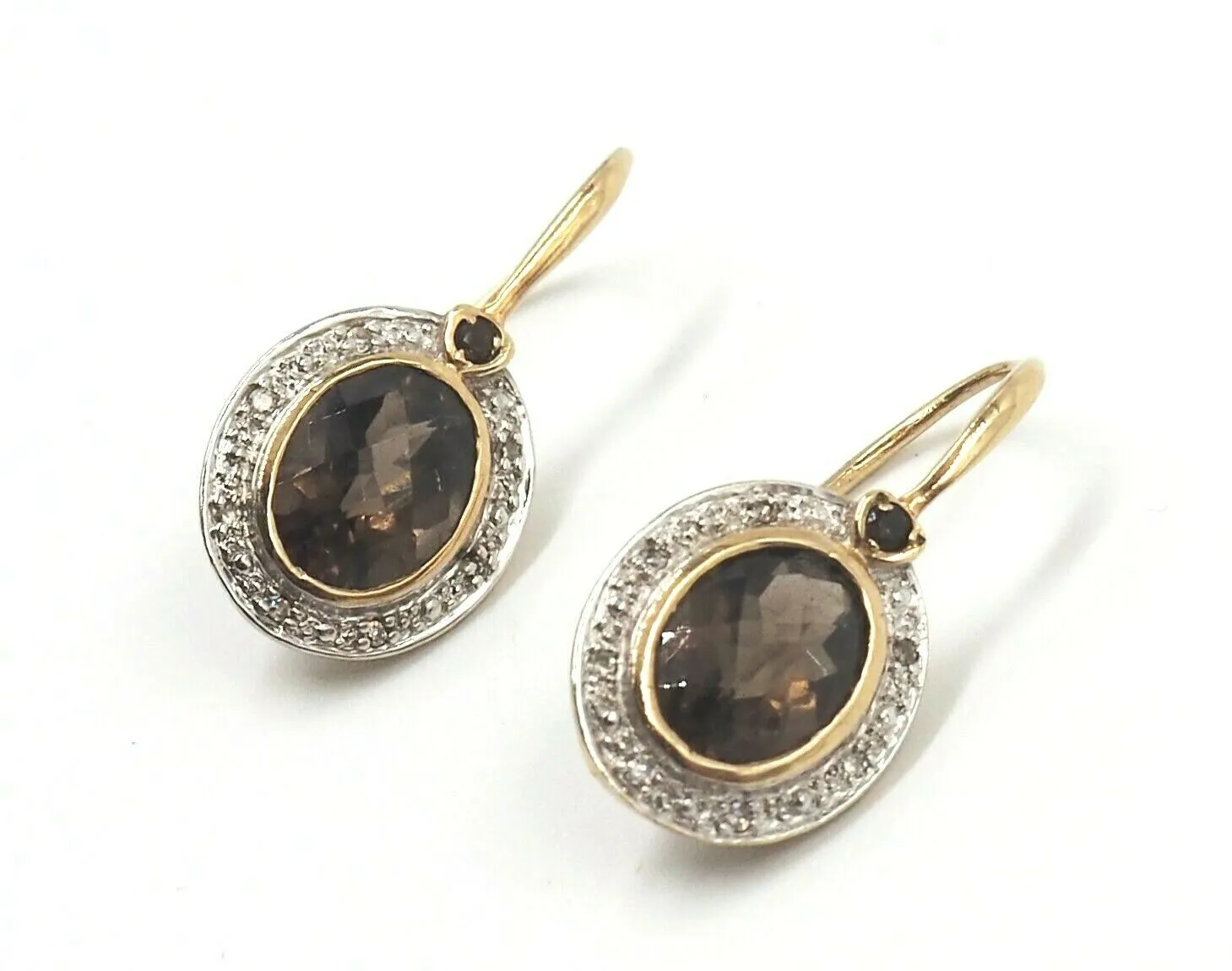 9ct Yellow Gold Smoky Quartz & Diamond Earring & Pendant Set