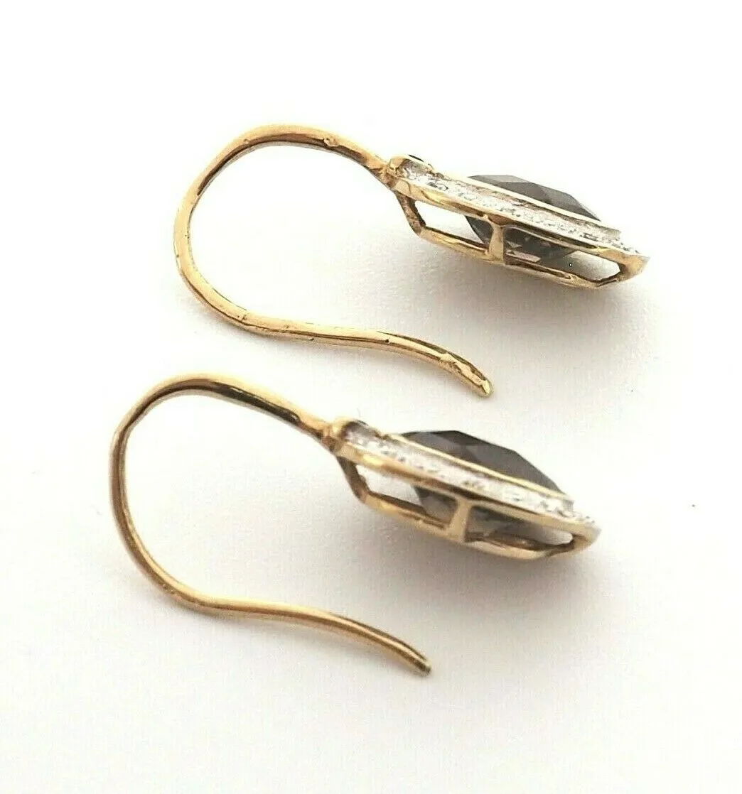 9ct Yellow Gold Smoky Quartz & Diamond Earring & Pendant Set