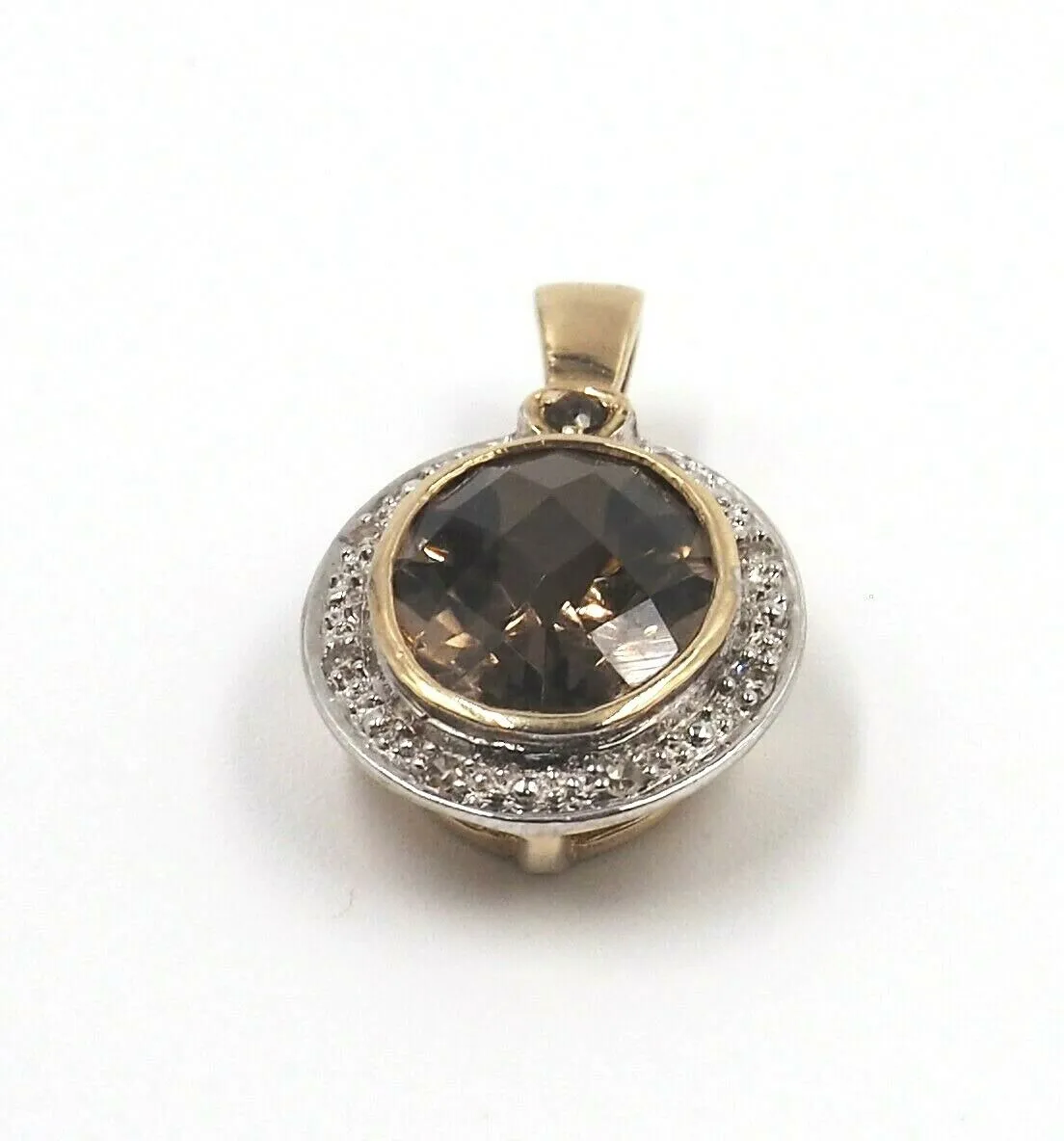 9ct Yellow Gold Smoky Quartz & Diamond Earring & Pendant Set
