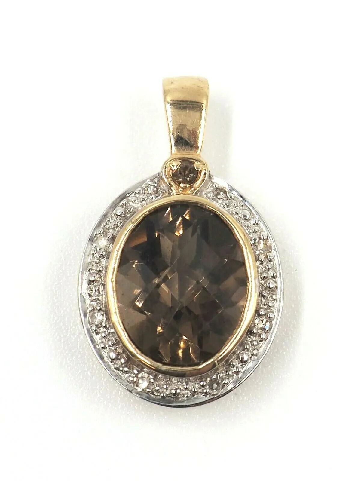 9ct Yellow Gold Smoky Quartz & Diamond Earring & Pendant Set