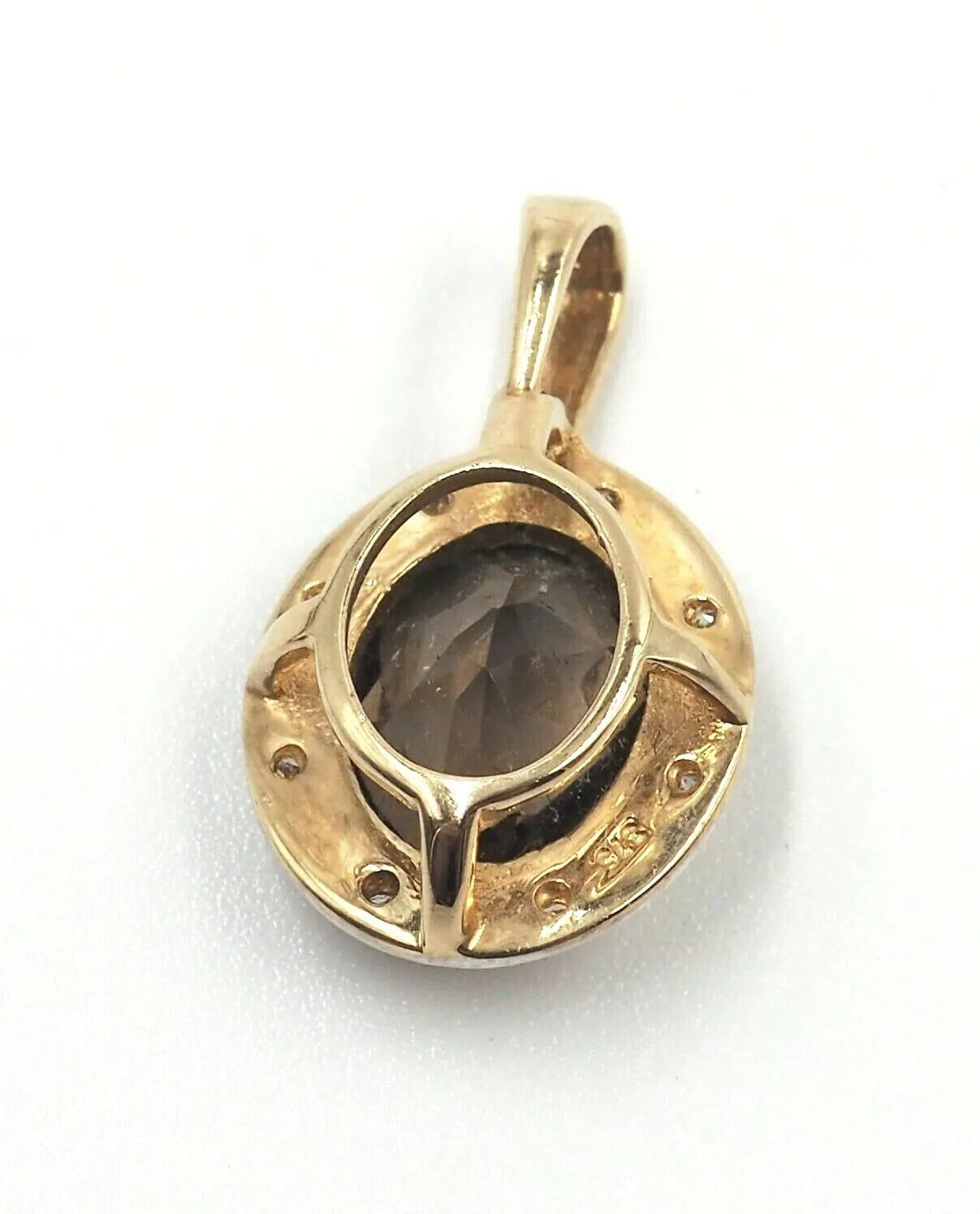 9ct Yellow Gold Smoky Quartz & Diamond Earring & Pendant Set