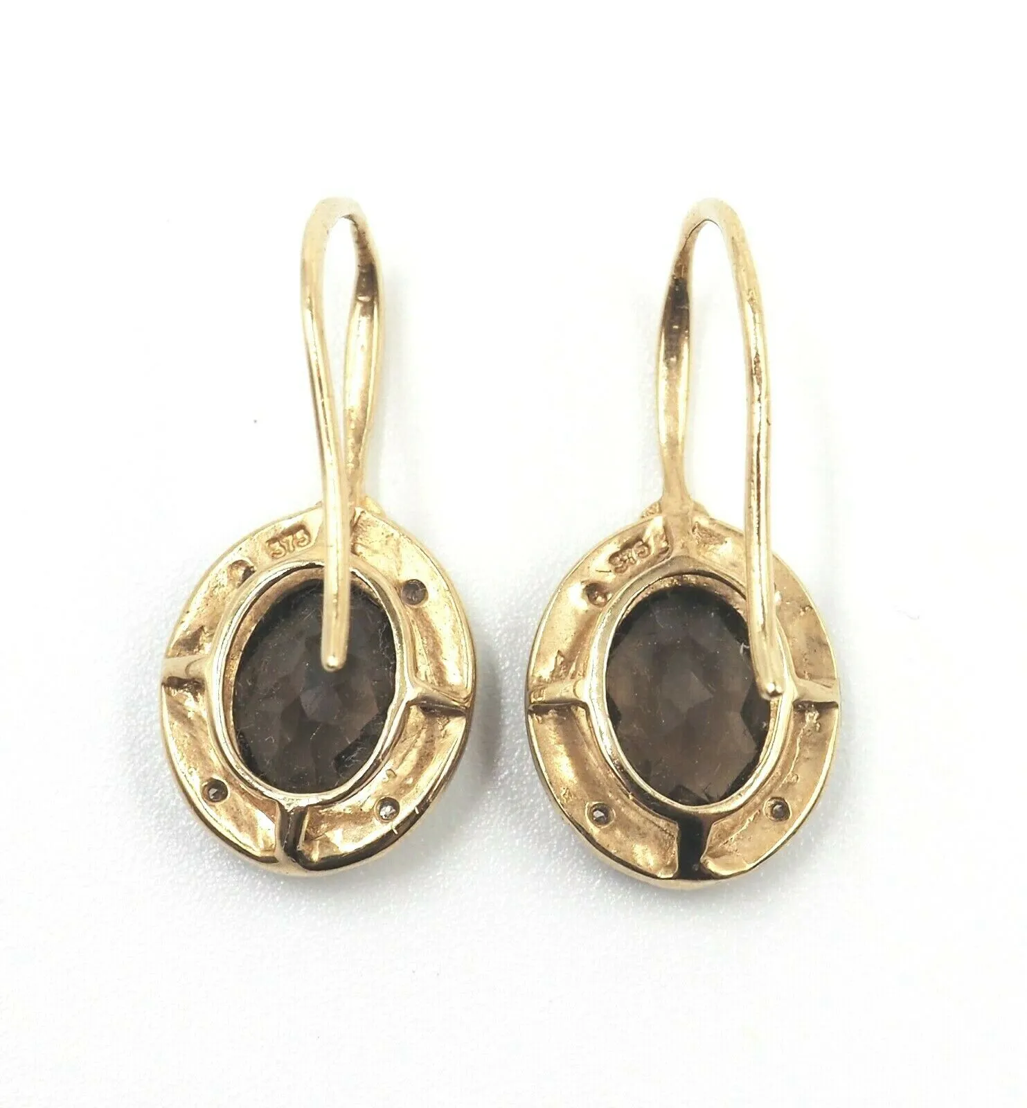 9ct Yellow Gold Smoky Quartz & Diamond Earring & Pendant Set
