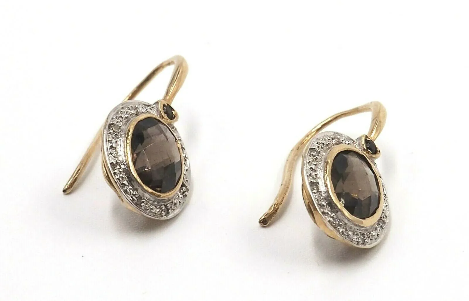 9ct Yellow Gold Smoky Quartz & Diamond Earring & Pendant Set