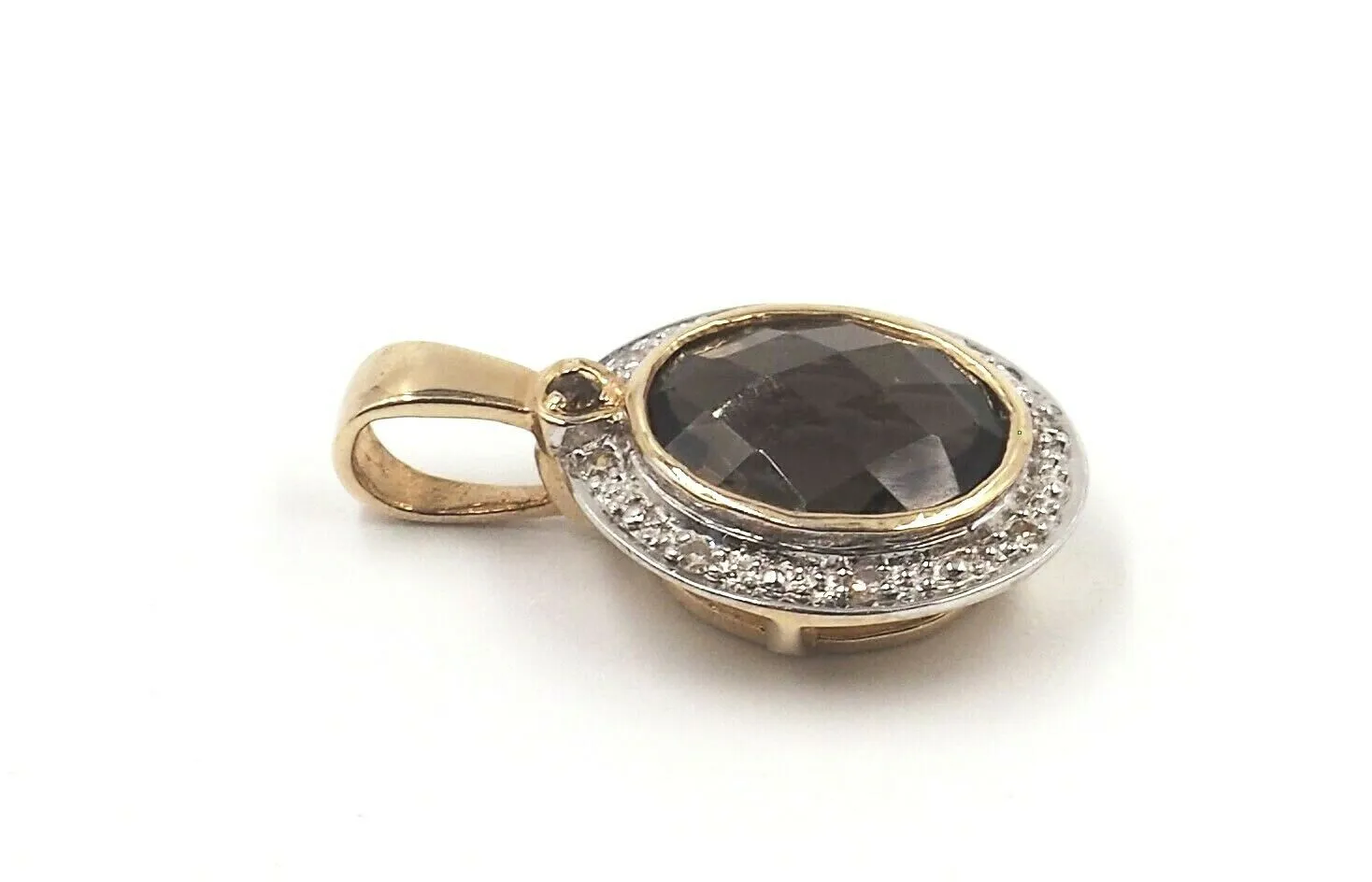 9ct Yellow Gold Smoky Quartz & Diamond Earring & Pendant Set
