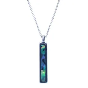 Abalone Bar Pendant On Silver Chain Necklace