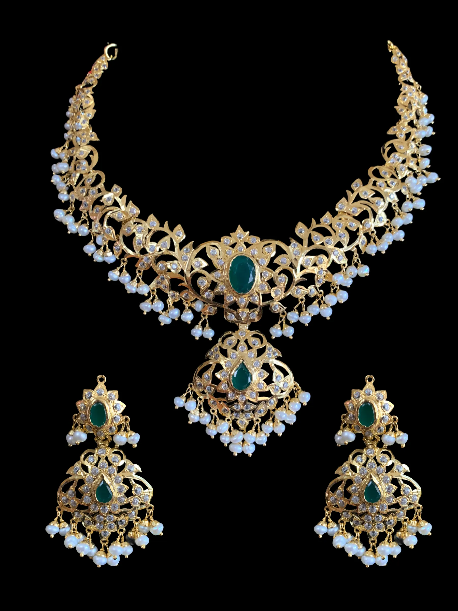 AFSANA  gold plated silver necklace set ( READY TO SHIP )