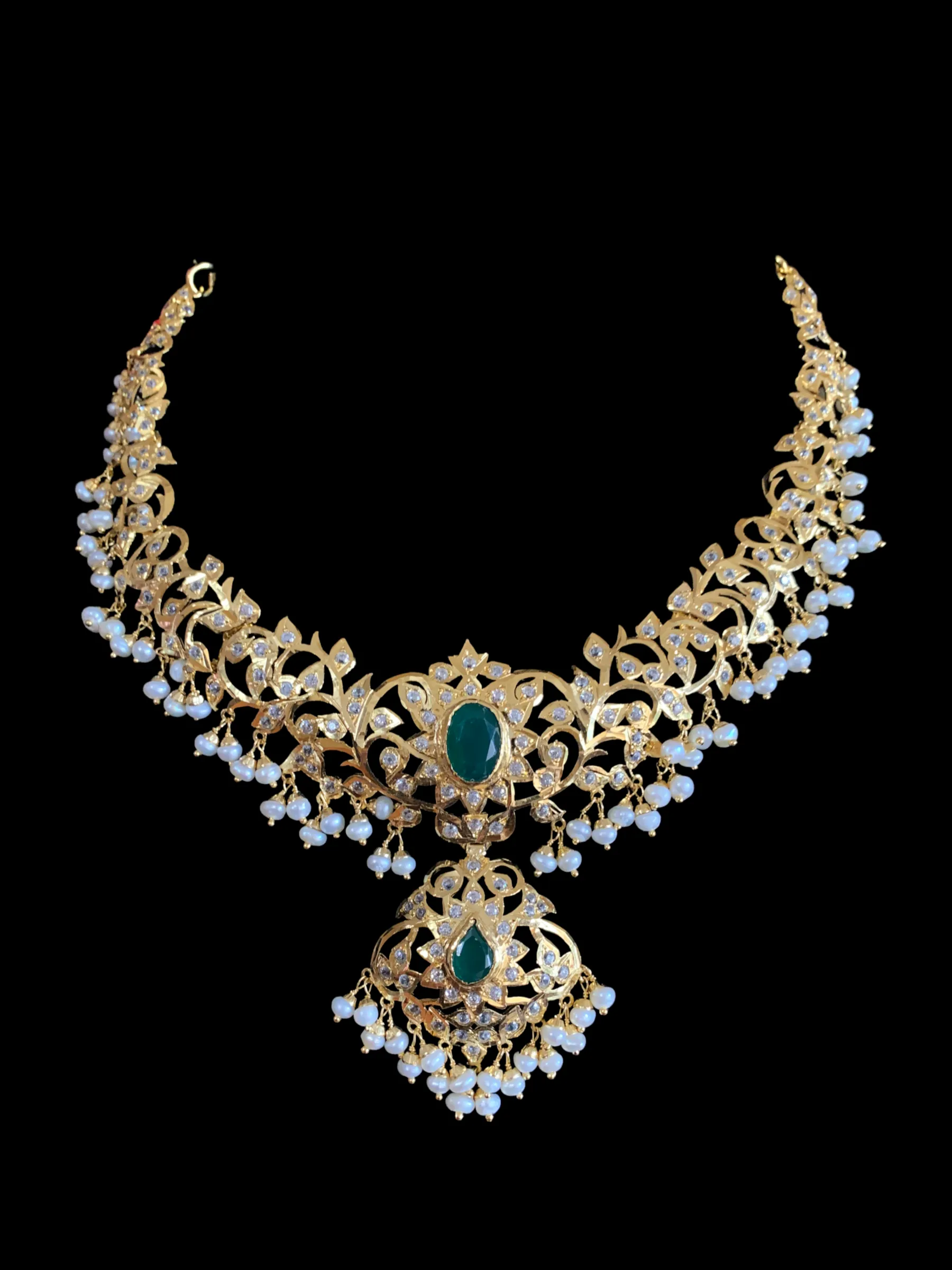 AFSANA  gold plated silver necklace set ( READY TO SHIP )