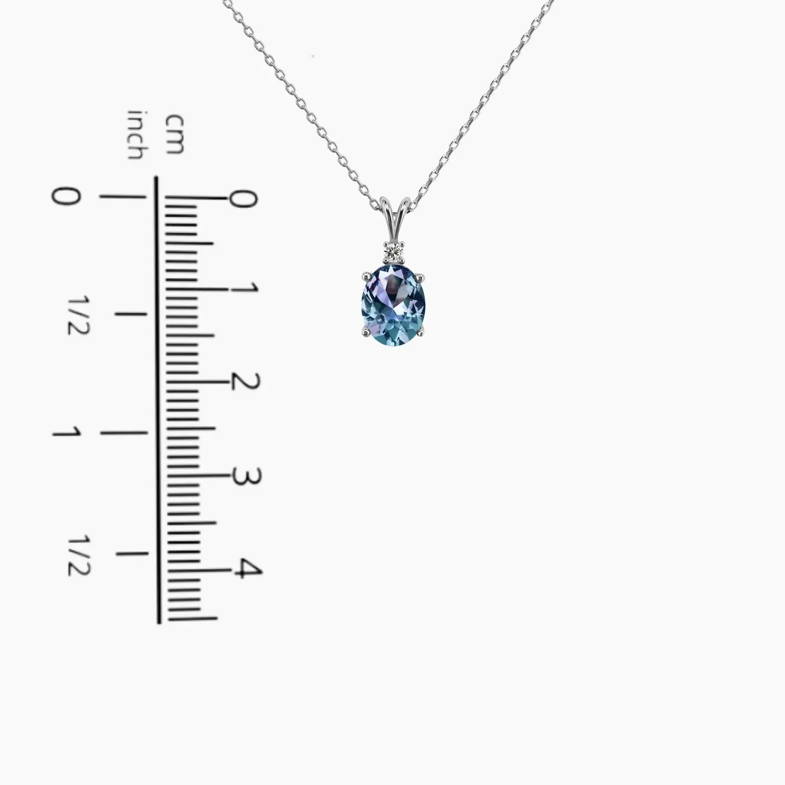 Alexandrite Oval Shape Pendant Necklace in Sterling Silver