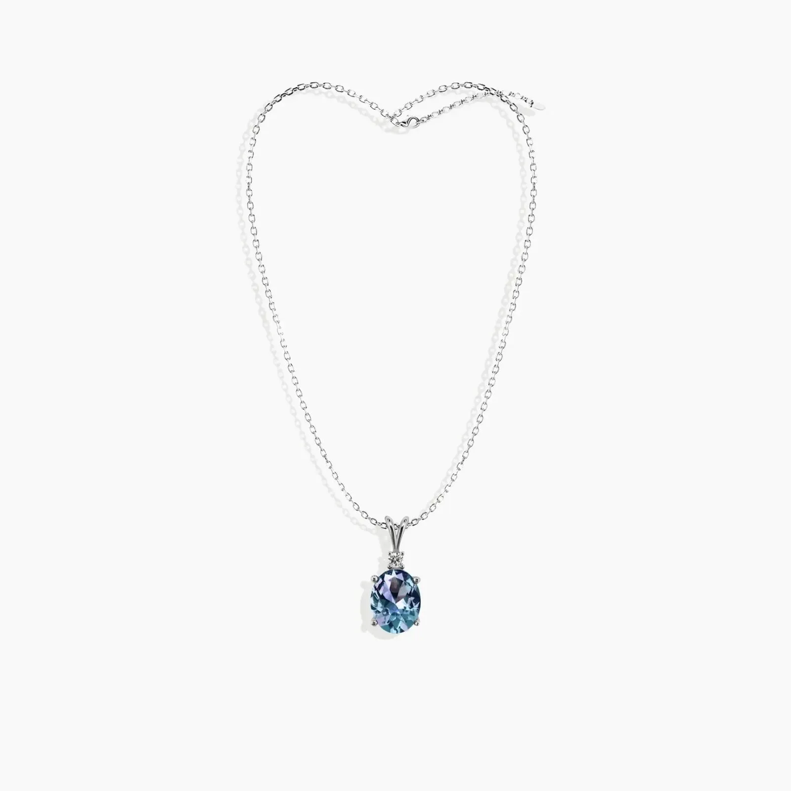 Alexandrite Oval Shape Pendant Necklace in Sterling Silver