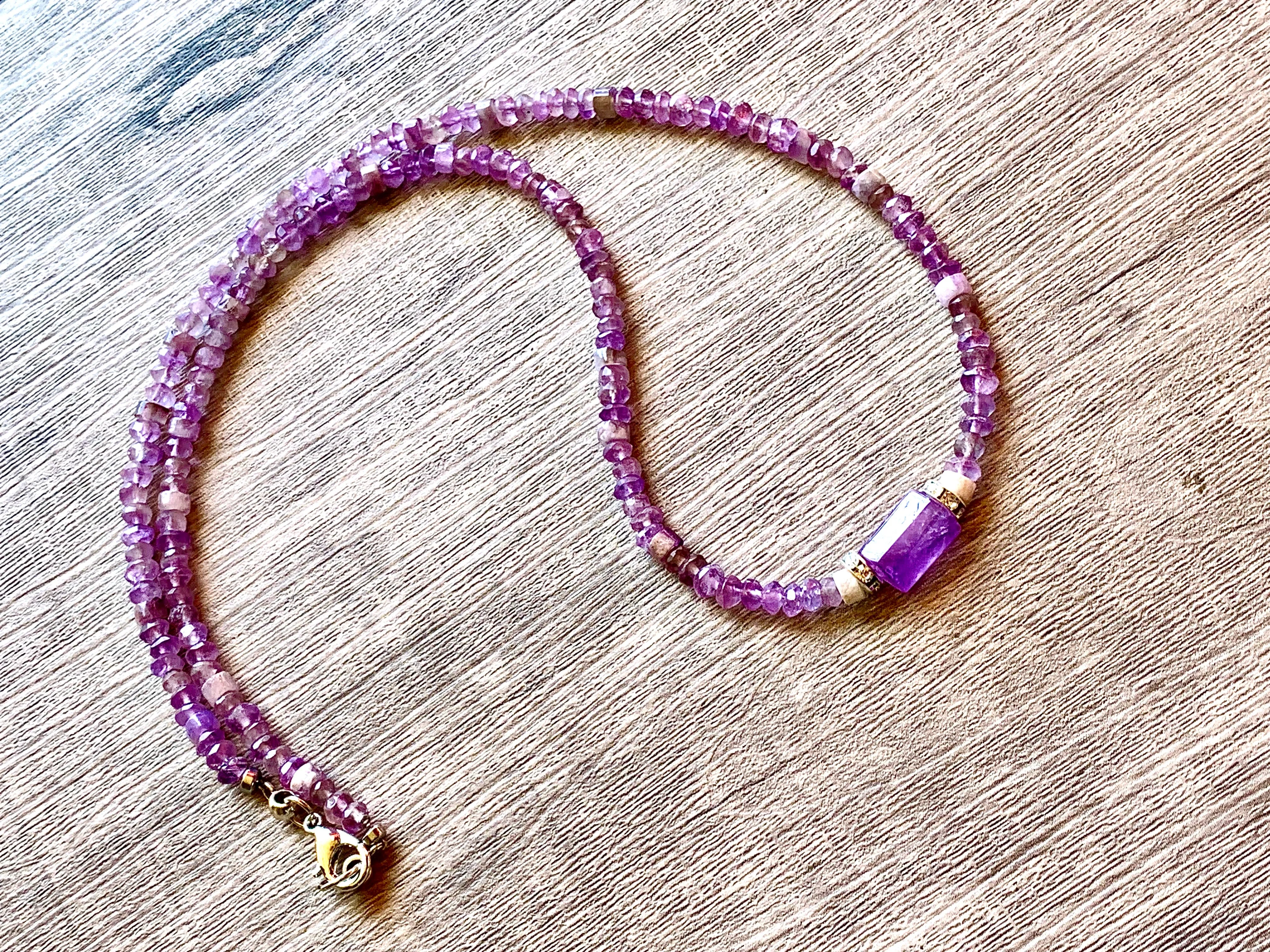 Allison Handmade Amethyst 19" Necklace/ Choker